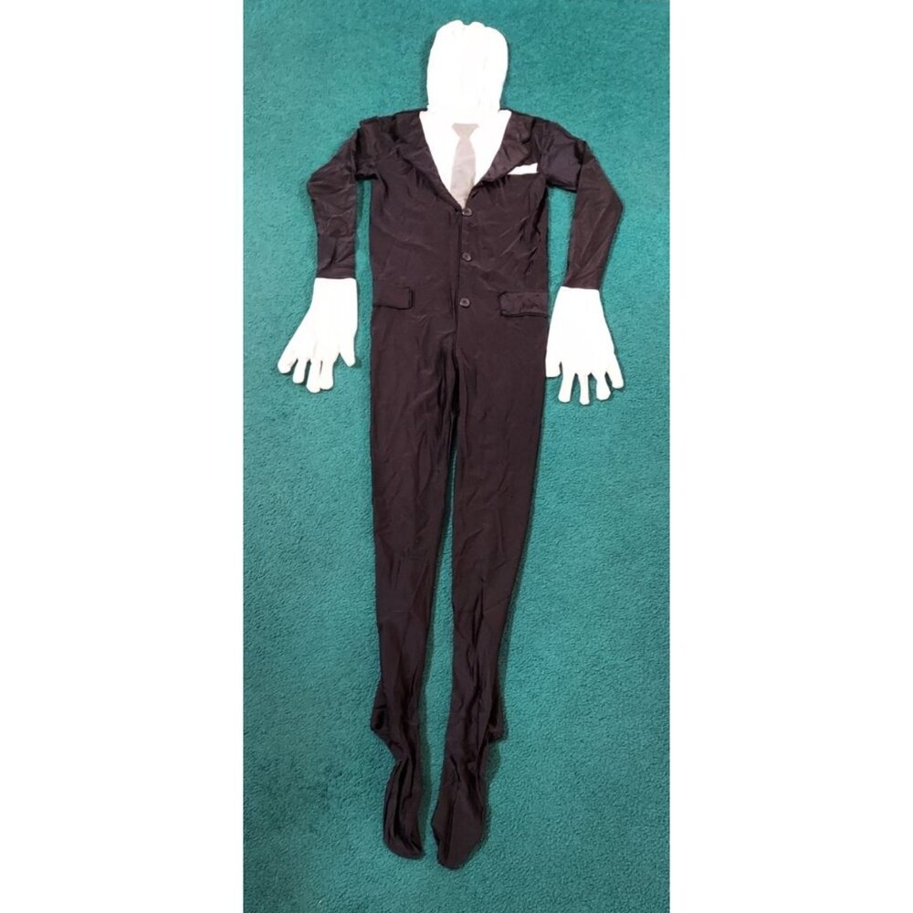 Slenderman Body Suit Spandex Nylon Creepy Adult S/M Halloween Deluxe Costume Set